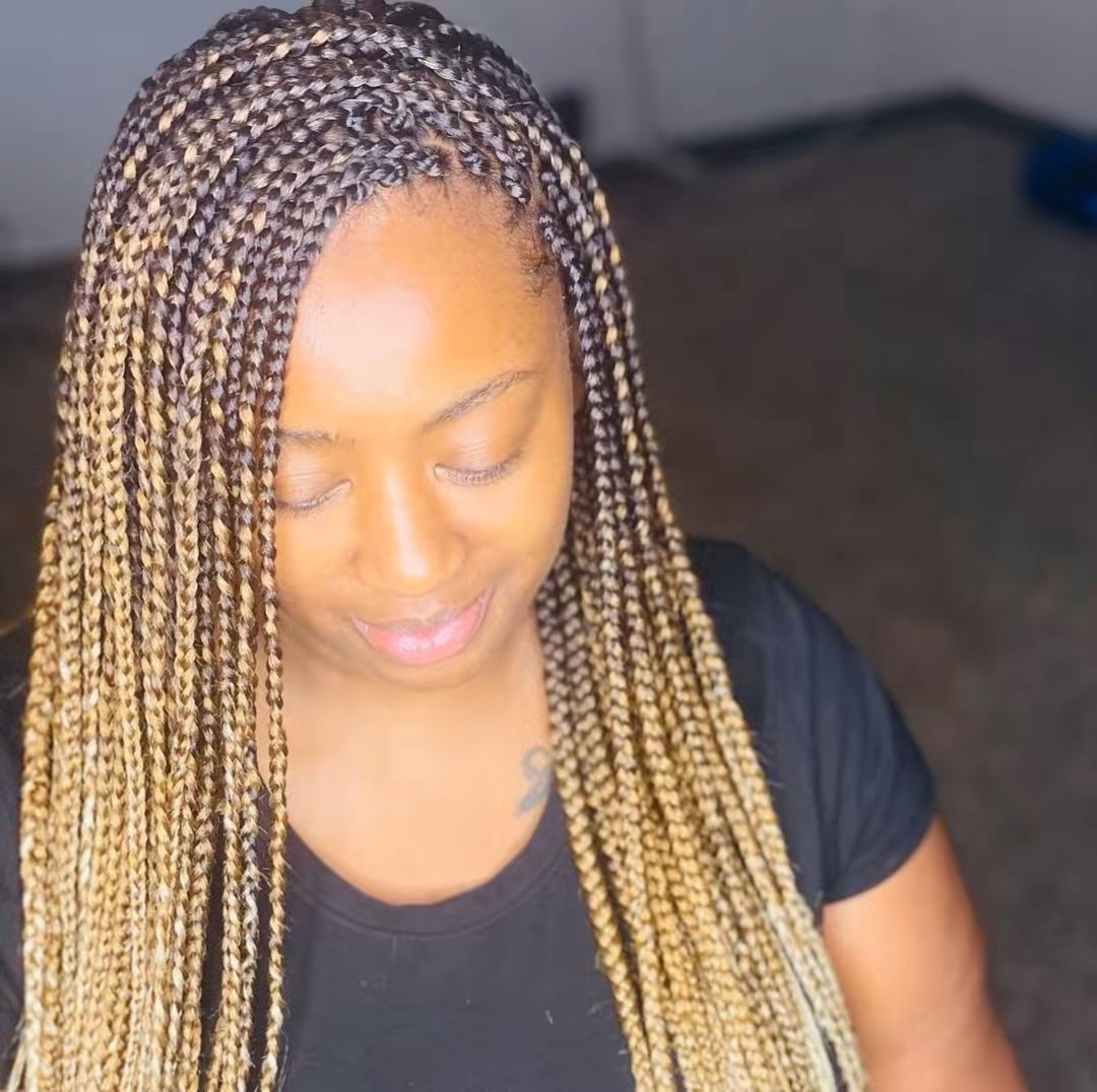 medium box braids waist length $250